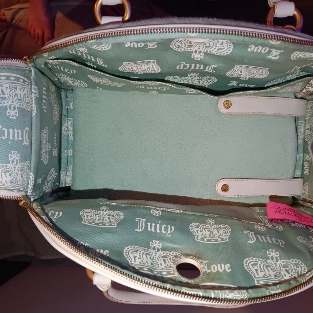 Rare Vintage Y2K Juicy Couture Spell Out Pet Dog Carrier Bag Teal.
